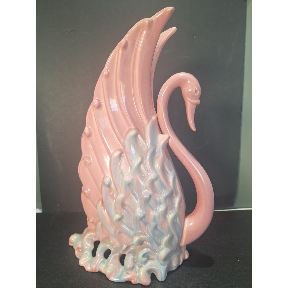 MidCentury Royal Haeger Swan Planter Mauve Agate Pink Blue Art Pottery USA 15.5"